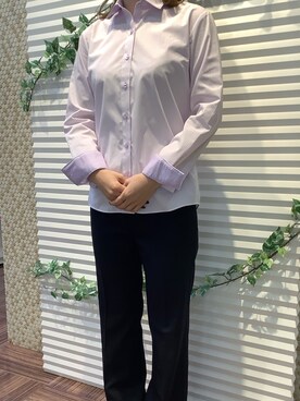 「アイテム（ビジネスシャツ）」を使った、BRICK HOUSE by Tokyo Shirts 北島フジグラン店さん（レディース・158cm）の春コーディネート