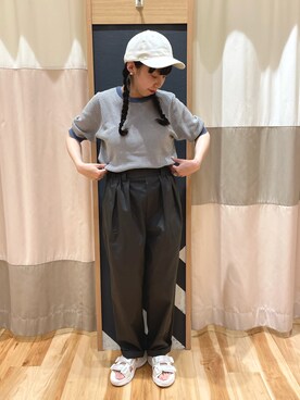 「Samansa Mos2 blue（サマンサモスモスブルー）のアイテム（キャップ）」を使った、akihoさん（レディース・153cm）の夏コーディネート