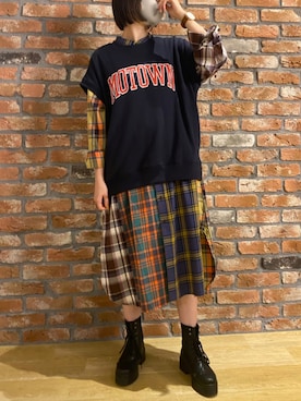 「ブーツスタイル」｜「アイテム（シャツワンピース）」を使った、moeさん（レディース・164cm）の夏コーディネート