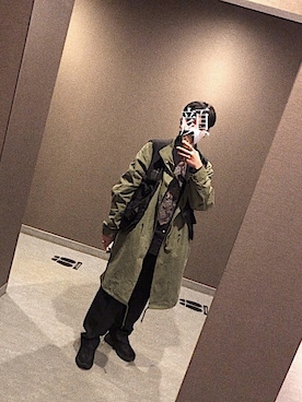 「CPCM（シーピーシーエム）のアイテム（モッズコート）」を使った、うえださん（レディース・165cm）の冬コーディネート