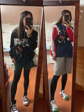 「FILA（フィラ）のアイテム（スタジャン）」を使った、YEHさん（レディース・168cm）の冬コーディネート