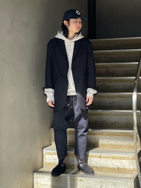 「FUMITO GANRYU（フミトガンリュウ）のアイテム（パンツ）」を使った、山崎慶太朗　GARDEN渋谷さん（メンズ・171cm）の冬コーディネート