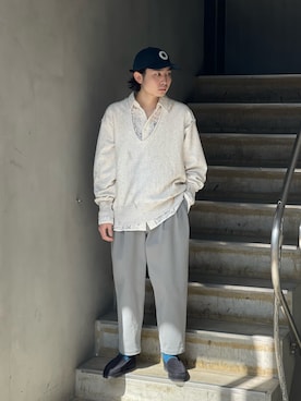 「ancellm」｜「アイテム（スウェット）」を使った、山崎慶太朗　GARDEN渋谷さん（メンズ・171cm）の春コーディネート