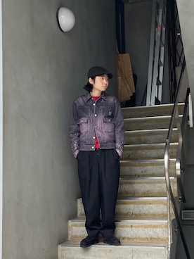 「アイテム（デニムジャケット、ピンク系）」を使った、山崎慶太朗　GARDEN渋谷さん（メンズ・171cm）の秋コーディネート