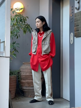 「URU（ウル）のアイテム（ベスト）」を使った、山崎慶太朗　GARDEN渋谷さん（メンズ・171cm）の秋コーディネート