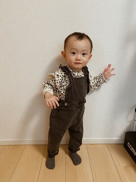 「ZARA KIDSのアイテム（サロペット/オーバーオール）」を使った、hii taiさん（キッズ・80cm）の春コーディネート