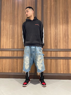 「WHITELAND（ホワイトランド）のアイテム（パンツ）」を使った、ASAHIさん（メンズ・175cm）の春コーディネート