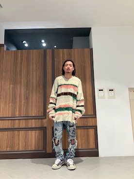 「WHITELAND（ホワイトランド）のアイテム（ニット/セーター）」を使った、ASAHIさん（メンズ・175cm）の秋コーディネート