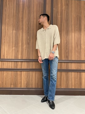 「WHITELAND（ホワイトランド）のアイテム（シャツ/ブラウス）」を使った、ASAHIさん（メンズ・175cm）の夏コーディネート