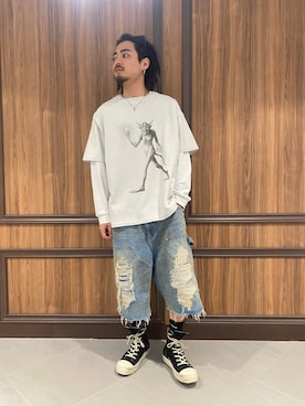 「WHITELAND（ホワイトランド）のアイテム（パンツ）」を使った、ASAHIさん（メンズ・175cm）の春コーディネート