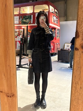 「GU（ジーユー）のアイテム（ブーツ）」を使った、みづきさん（レディース・158cm）の秋コーディネート