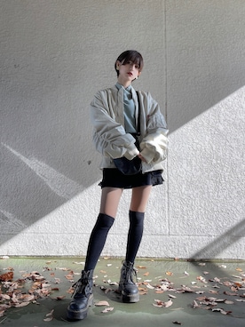 「jouetie（ジュエティ）のアイテム（MA-1）」を使った、城戸さくら(さくさん)さん（レディース・158cm）の秋コーディネート