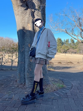 「jouetie（ジュエティ）のアイテム（MA-1）」を使った、城戸さくら(さくさん)さん（レディース・158cm）の冬コーディネート