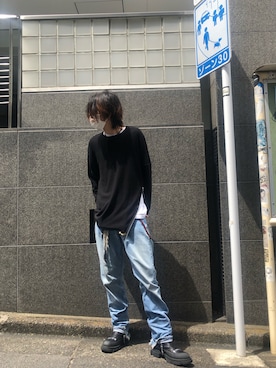 「ISAMU KATAYAMA BACKLASH（イサムカタヤマバックラッシュ）のアイテム（ニット/セーター）」を使った、サトウ コウタさん（メンズ・179cm）の夏コーディネート