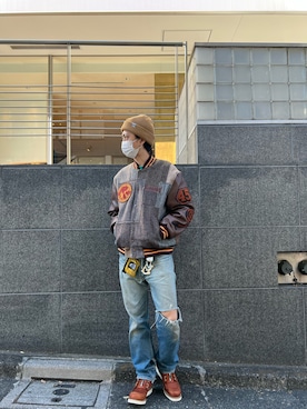 「ISAMU KATAYAMA BACKLASH（イサムカタヤマバックラッシュ）のアイテム（ブーツ）」を使った、サトウ コウタさん（メンズ・179cm）の秋コーディネート