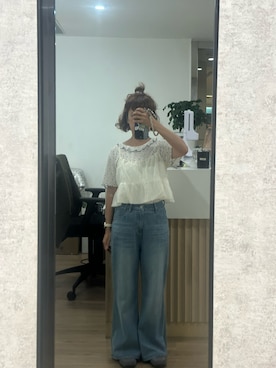 「Intique のアイテム（トップス、ホワイト系）」を使った、mini.meさん（レディース・150cm）の夏コーディネート