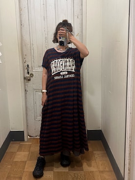 「niko and...（ニコアンド）のアイテム（ワンピース、レッド系）」を使った、mini.meさん（レディース・150cm）の夏コーディネート