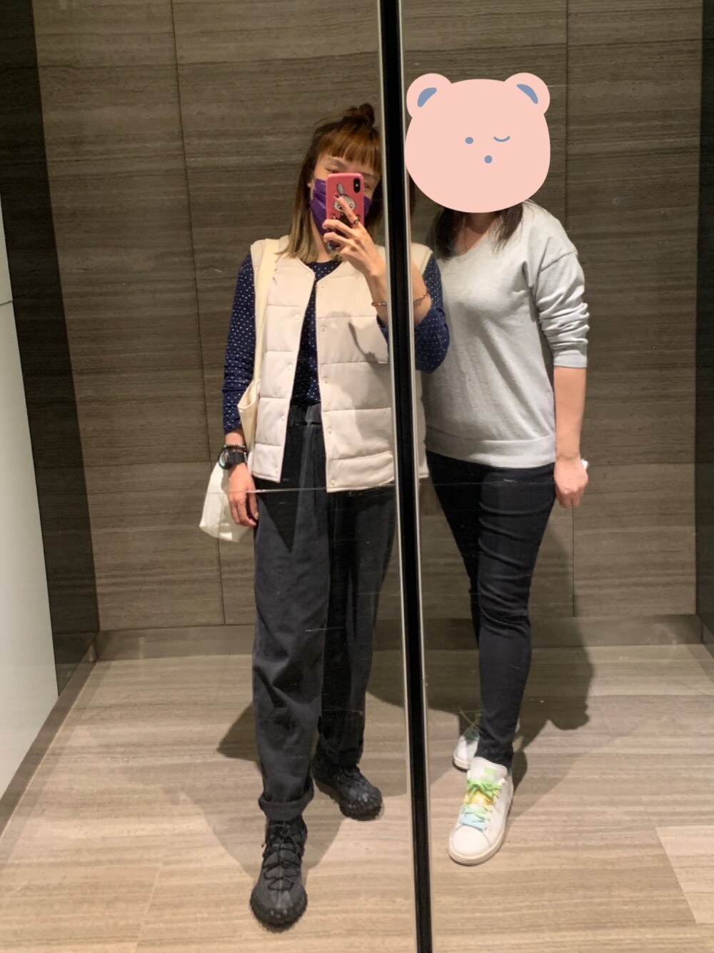 「MUJI Laboのアイテム（ダウンベスト、ベージュ系）」を使った、mini.meさん（レディース・150cm）の秋コーディネートの1枚目の写真