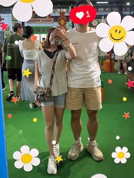 「アイテム（バッグ、ブルー系）」を使った、mini.meさん（レディース・150cm）の夏コーディネート