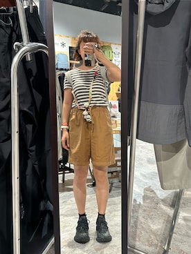 「MUJI Labo（ムジラボ）のアイテム（その他パンツ、ブラウン系）」を使った、mini.meさん（レディース・150cm）の夏コーディネート