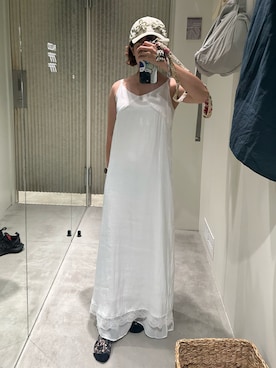 「PAZZO（パッゾ）のアイテム（ワンピース、ホワイト系）」を使った、mini.meさん（レディース・150cm）の夏コーディネート