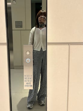 「GU（ジーユー）のアイテム（パンツ、ブルー系）」を使った、mini.meさん（レディース・150cm）の春コーディネート