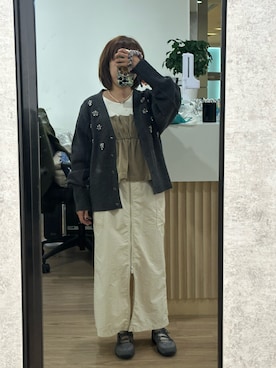 「アイテム（ワンピース/ドレス、ベージュ系）」を使った、mini.meさん（レディース・150cm）の秋コーディネート