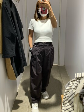 「MUJI Labo（ムジラボ）のアイテム（スラックス）」を使った、mini.meさん（レディース・150cm）の秋コーディネート