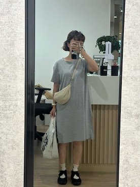 「NIKE（ナイキ）のW AIR RIFT DZ4182-010（スニーカー、ブラック系）」を使った、mini.meさん（レディース・150cm）の夏コーディネート
