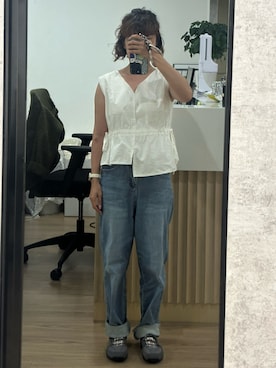 「張三歲のアイテム（デニムパンツ、ブルー系）」を使った、mini.meさん（レディース・150cm）の夏コーディネート