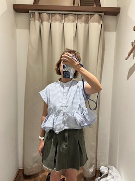 「CIAOPANIC（チャオパニック）のアイテム（トップス、ブルー系）」を使った、mini.meさん（レディース・150cm）の夏コーディネート