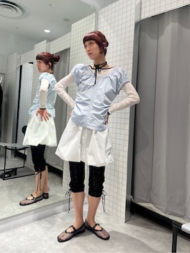 「CODE A（コードエー）のアイテム（パンツ）」を使った、Rielさん（レディース・163cm）の春コーディネート