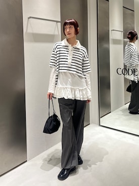 「CODE A（コードエー）のアイテム（パンツ）」を使った、Rielさん（レディース・163cm）の春コーディネート