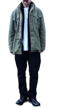 「Wrangler」｜「アイテム（ミリタリージャケット）」を使った、168さん（メンズ・170cm）の冬コーディネート