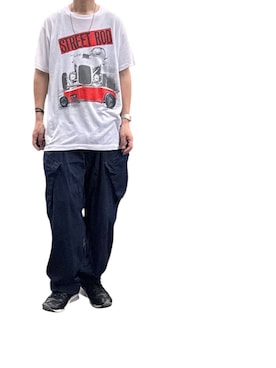 「ホットロッドの80〜90’s ホットロッド（Tシャツ/カットソー、ホワイト系）」を使った、168さん（メンズ・170cm）の夏コーディネート