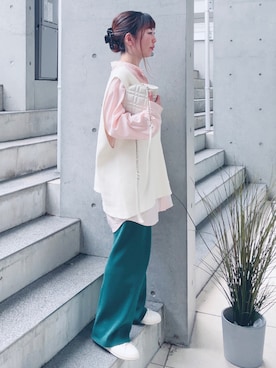 「IENA（イエナ）の【adidas / アディダス】別注 STAN SMITH PRIMEGREEN◆（スニーカー）」を使った、acoさん（レディース・158cm）の秋コーディネート