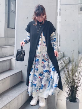 「IENA（イエナ）の【adidas / アディダス】別注 STAN SMITH PRIMEGREEN◆（スニーカー）」を使った、acoさん（レディース・158cm）の冬コーディネート