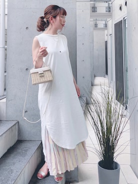 「アイテム（ピアス（片耳用））」を使った、acoさん（レディース・158cm）の夏コーディネート