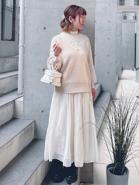 「アイテム（ピアス（片耳用））」を使った、acoさん（レディース・158cm）の冬コーディネート