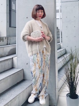 「IENA（イエナ）の【adidas / アディダス】別注 STAN SMITH PRIMEGREEN◆（スニーカー）」を使った、acoさん（レディース・158cm）の冬コーディネート