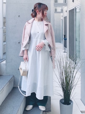 「Freada（フリーダ）のFreada/フリーダ バックレースワンピース（ワンピース）」を使った、acoさん（レディース・158cm）の春コーディネート