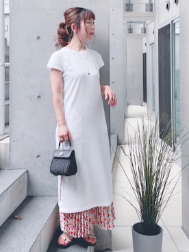 「アイテム（ゴールド系）」を使った、acoさん（レディース・158cm）の夏コーディネート