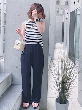 「アイテム（タンクトップ）」を使った、acoさん（レディース・158cm）の夏コーディネート