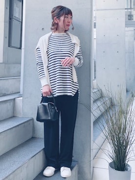 「IENA（イエナ）の【adidas / アディダス】別注 STAN SMITH PRIMEGREEN◆（スニーカー）」を使った、acoさん（レディース・158cm）の冬コーディネート