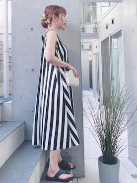 「アイテム（ショルダーバッグ、ゴールド系）」を使った、acoさん（レディース・158cm）の夏コーディネート