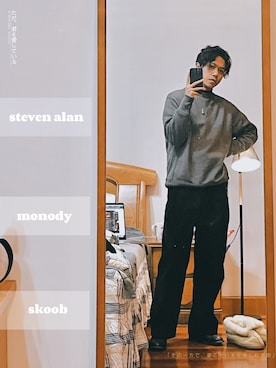 「Steven Alan（スティーブンアラン）のアイテム（スウェット）」を使った、夏黑さん（メンズ・173cm）の冬コーディネート