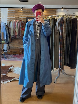 「70's」｜「アイテム（ハンチング/ベレー帽）」を使った、hanさん（レディース・165cm）の冬コーディネート