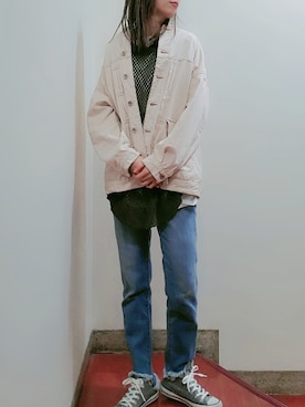 「FREE'S MART（フリーズマート）のアイテム（デニムジャケット）」を使った、Tomoさん（レディース・158cm）の秋コーディネート