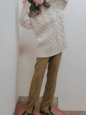 「ニット/セーター」｜Tomoさん（レディース・158cm）の冬コーディネート