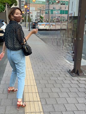 「PAGEBOY（ページボーイ）のアイテム（デニムパンツ、ブルー系）」を使った、mayaさん（レディース・163cm）の夏コーディネート